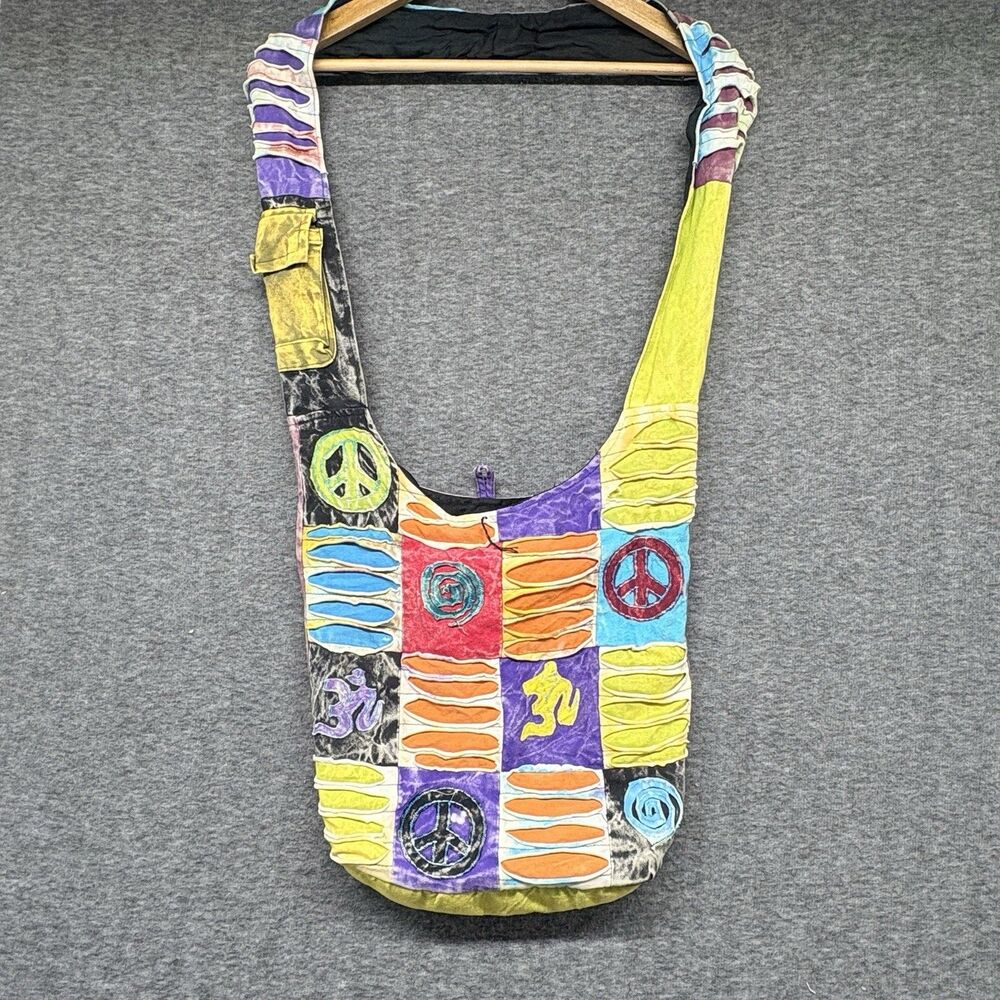 Indian Ethnic Sling Bag Sand Peace Multicolor Hobo Whimsy Cloth Purse